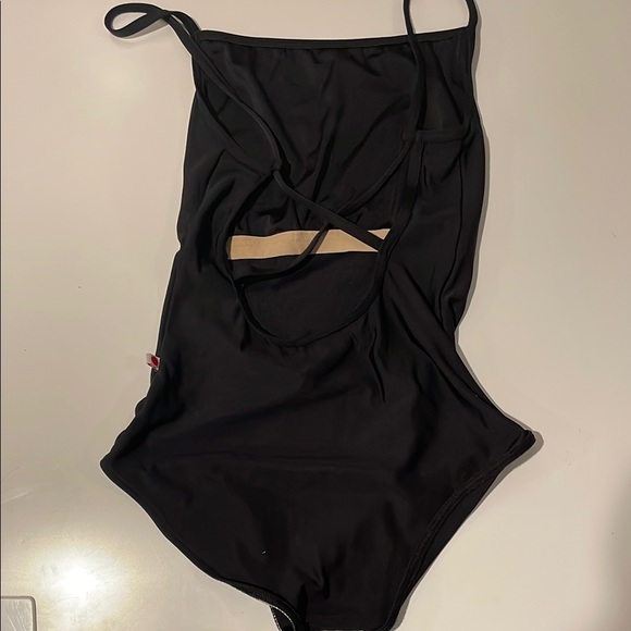 Black Spaghetti Strap Yumiko Leotard - Picture 2 of 2